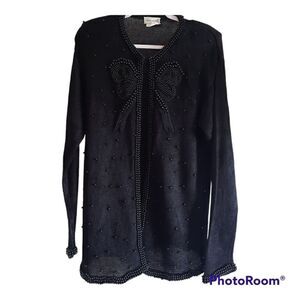 Eminent Beaded Bow Cardigan Sweater